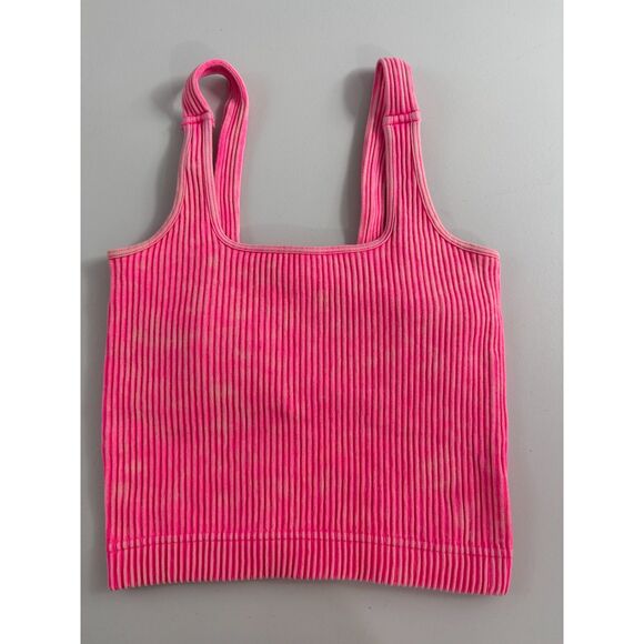 Zenana Women's Hot Pink Ribbed Tank Top Shelf Bra Removable Pads Size S / M - Picture 1 of 9